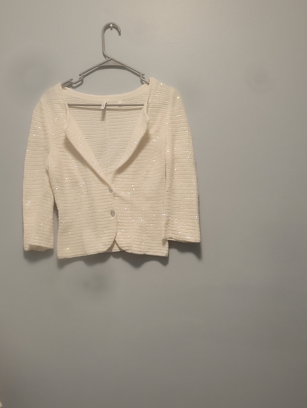 Lisli Cream Sequin Knit Blazer Jacket with Subtle Sparkle